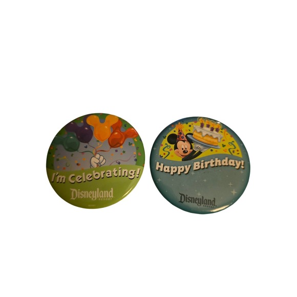 Disney Jewelry - Disneyland Resort Mickey Mouse Happy Birthday I'm Celebrating Button Pin Set 2pc